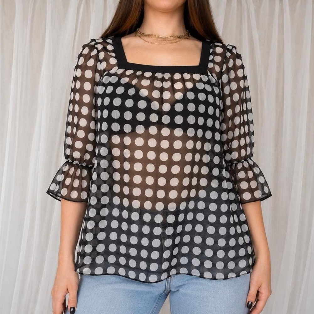 vintage y2k studio y polka dot sheer blouse